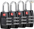 TSA Luggage Locks (4Pack) - 3 Digit Combination Padlocks - Approved Travel Lock for Suitcases & Baggage (Black) by Cluckyu