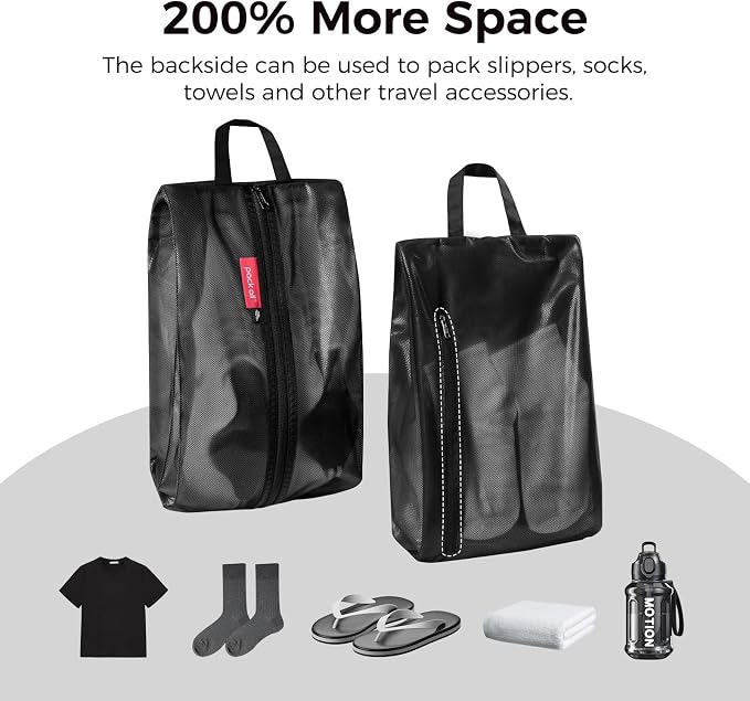 pack all Shoe Bag for Travel, Dual Pocket Shoe Pouch for Sports | Water-Resistant, Odor-Resistant, Dustproof, Portable, Soccer Cleats & Gym Storage, Fits Up to Size 11, Black - Image 3
