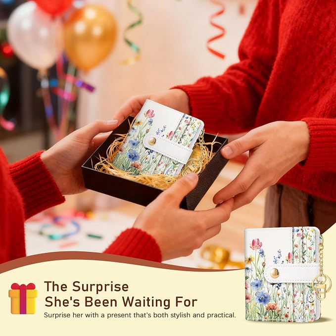 Jogjam Floral Flowers Rfid Ladies Wallet, Small Slim Thin Compact Credit Card Women Wallet, PU Leather Bifold Cash Zipper Coin Pocket ID Window for Female - Image 7
