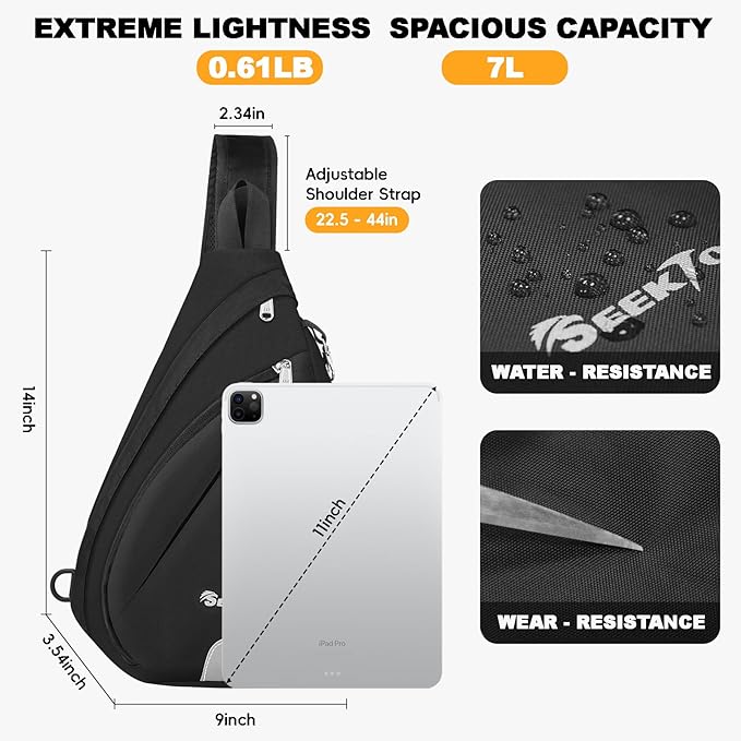 Seektop Anti Theft Crossbody Bag for Women RFID Blocking Sling Bag 7L | Waterproof Sling Daypack with Phone Pouch, Lightweight 400D Nylon, Small Chest Pack, Shoulder Backpack for Travel Hiking Men - Image 2