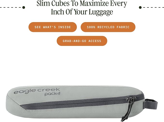 Eagle Creek Pack-It Reveal Slim Cube M/M/M Set - Minimalist Compact Travel Organizer for Hair Styling Tools, Belts & Small Items - Travel Accessories - Storm Grey - Image 2
