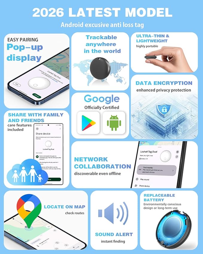 Air Tags for Android,Air Tags-4 Pack Android,2 Year Battery Life,Air Tracker Tags with 4 Case,Google Find Trackers for Google'S Find Hub App,IP65 Waterproof Luggage Tracker for Keys - Image 3