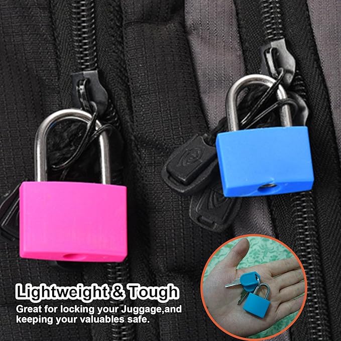 smilixin 16 PCS Suitcase Locks with Keys,Small Locks with Keys,8 Colors | Metal Luggage Padlocks with Key,Lock Luggage Locks Mini Keyed Padlock for Backpack Boxes Laptop Bag School Gym Locker,23 mm - Image 5