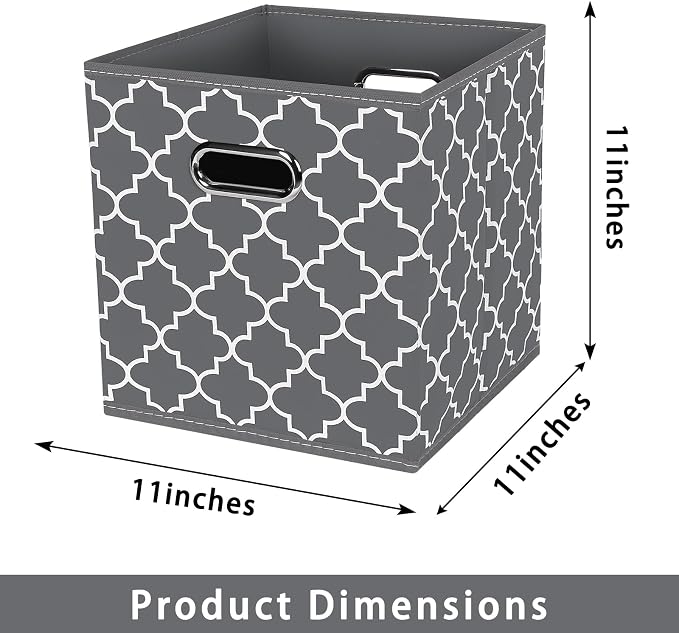 Fabric storage bins Cubes, Fabric Cube Organizer with Handle, Foldable Cube Bins for Cloth or Accessary Storage, 11x11x11, Set of 3, (Gray Light) - Image 2