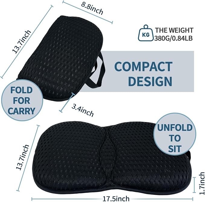 Portable Breathable Seat Cushion, Foldable Soft for Airplane Stadium | 3D mesh fabric lightweight for travel - Image 2