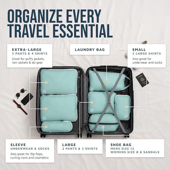 TRIPPED Travel Gear Large Compression Packing Cubes 7-Piece Set for Travel - Image 2