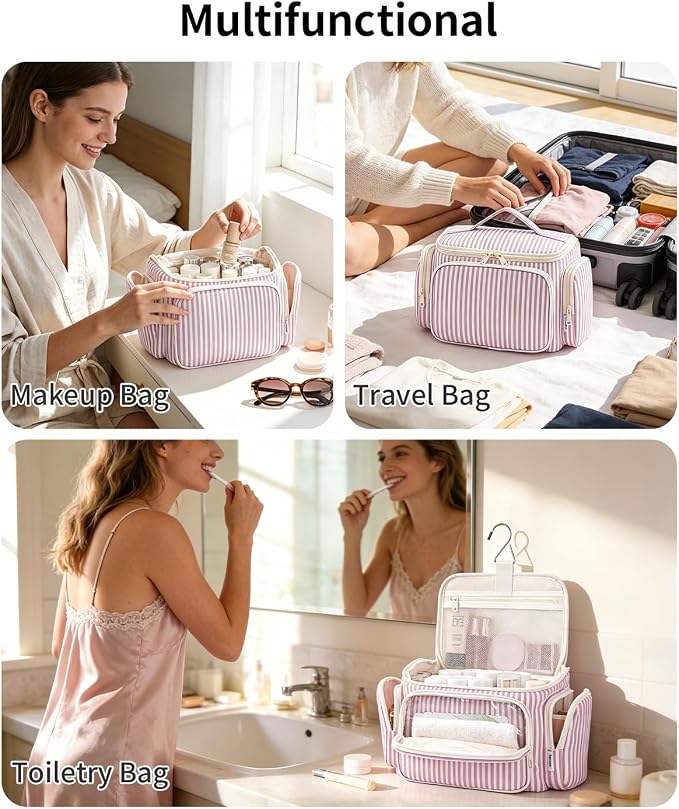 Narwey Hanging Travel Toiletry Bag for Women, Large Makeup Cosmetic Bag | Wide Open, Organized Pocket, Dry Wet Separation, Portable Bathroom Travel Bag for Full Size Toiletries, Vivid Pattern, Gifts - Image 9