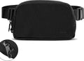 Black Fanny Pack Anti Theft for Women Men Travel, Small Belt Bag, Waist Crossbody with Adjustable Strap, Water-repellent & Lightweight, Stylish Everywhere Bag for Father Teens Trip, Workout, Unisex by Losneg