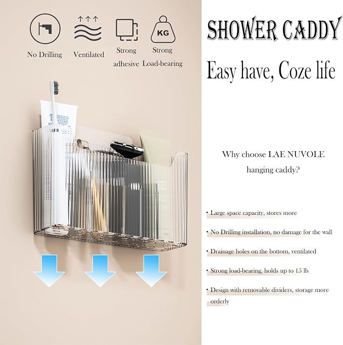 Lae Nuvole Cabinet Door Storage 2-Pack, Clear Adhesive Organizer for Wall | 2.75" Depth, 3 Adjustable Dividers, No-Drill Mount, Renter Friendly, BPA-Free, Holds 15 lbs, for Narrow Space - Image 5