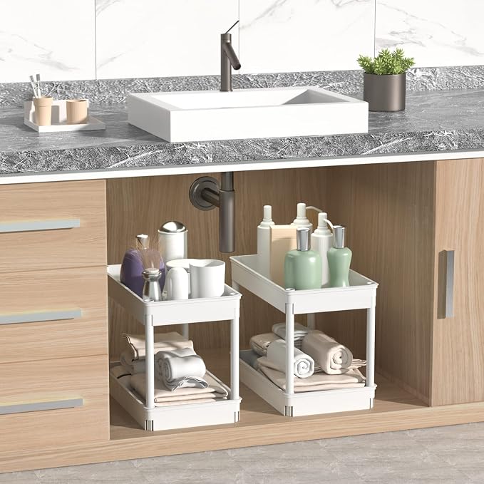 Sooyee 4 Tier Wide Storage Cart Mobile Shelving Unit Organizer Slide Out Storage Rolling Utility Cart Tower Rack for Kitchen Bathroom Laundry, Plastic & Stainless Steel,White - Image 5