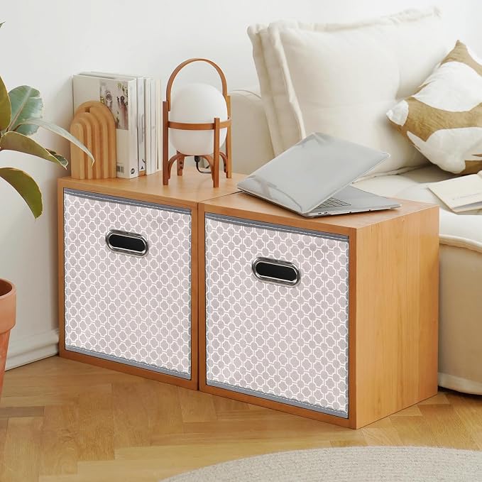 Fabric storage bins Cubes, Fabric Cube Organizer with Handle, Foldable Cube Bins for Cloth or Accessary Storage, 11x11x11, Set of 3, (Light Grey) - Image 4