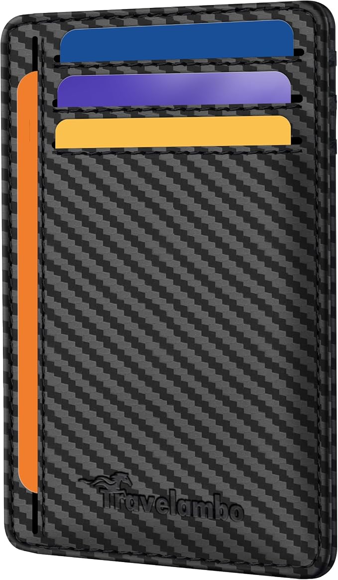 Travelambo Slim Minimalist Wallet for Men, RFID Blocking Credit Card Holder, Front Pocket ID Card Case, Gifts for Men, Husband, Boyfriend, Teenage by Travelambo