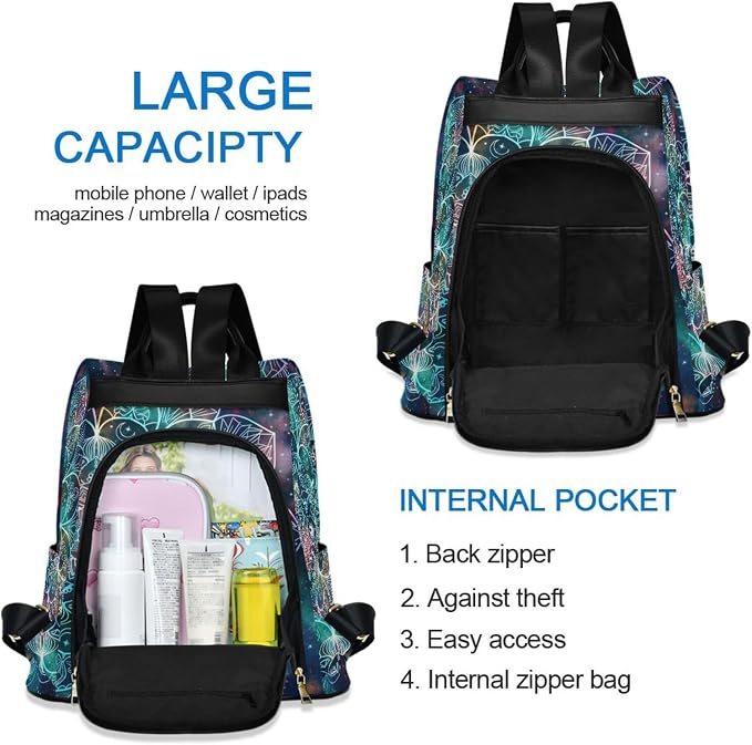 ALAZA Galaxy Colorful Mandala Backpack Purse for Women Anti Theft Fashion Back Pack Shoulder Bag - Image 5
