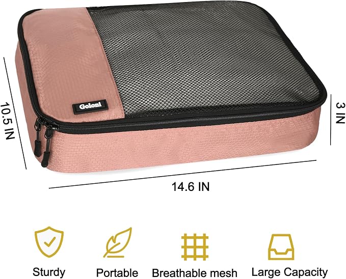 Packing Cubes for Travel Essentials,4 Set Packing Cubes for Suitcases,Lightweight Mesh Luggage Organizer Bag,Meat pink - Image 5