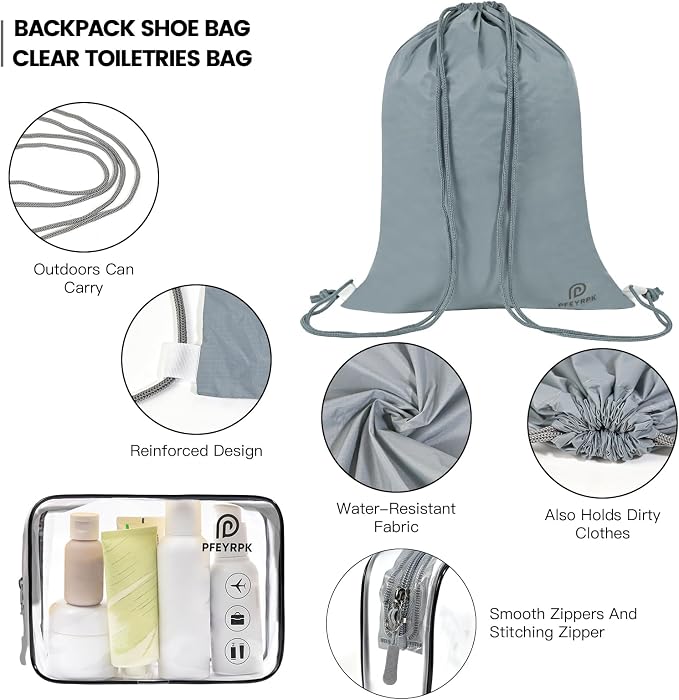 PFEYRPK Lightweight Compression Packing Cubes for Suitcases, Compressible Expandable Travel Packing Organizer with Clear Toiletries and Backpack Bag, Travel Essentials for Carry on Luggage 7 Set - Image 4