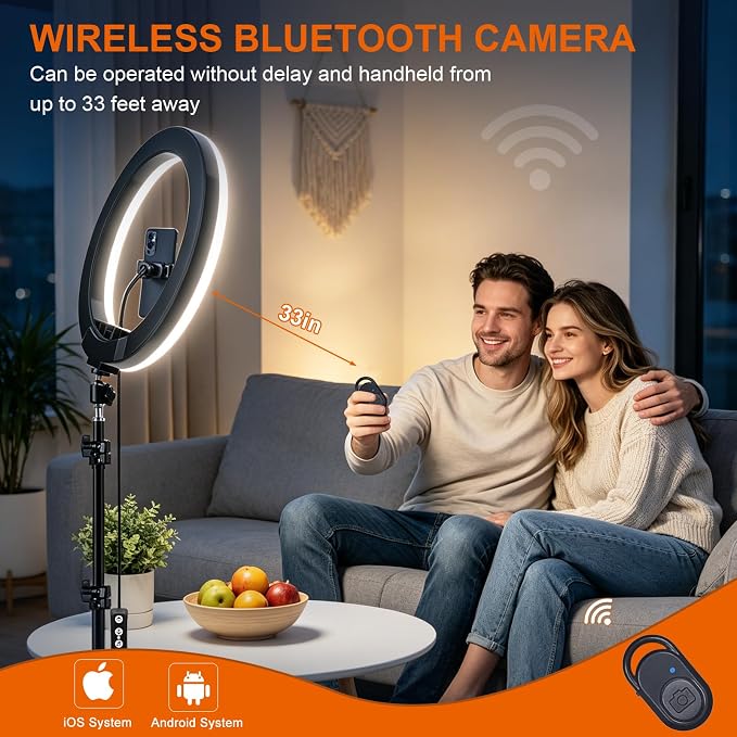 10" Selfie Ring Light with 73" Tripod Stand & 1 Phone Holder, LED Camera Ringlight with 48 RGB Colors Modes & Musical Rhythm Mode and 12 Brightness Dimmable for TikTok/Makeup/Photography/Vlog - Image 4