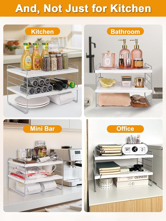 JUPELI Foil and Plastic Wrap Organizer, Expandable Kitchen Pantry Storage, Height Adjustable Cabinet Rack for Kitchen Organization, Aluminum Foil -3 Tier 9.8" to 15.6"L - Image 7
