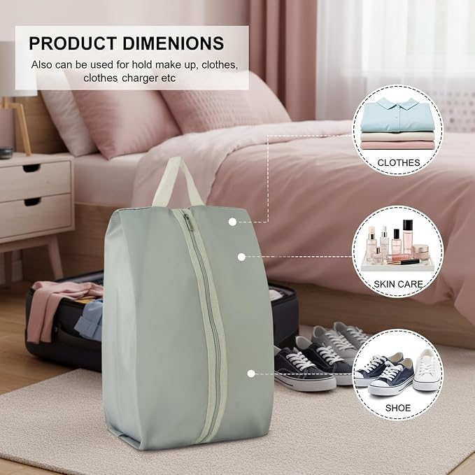 6pcs Portable Shoe Organizer, Travel Pouches with Zipper, Golf Shoe Bags, Clothes Bags, Soccer Cleats Bag Shoe Pouch for Gym, Waterproof, Odor-Resistant (Grey) | Golf Shoe Bags, Clothes Bags, Soccer Cleats Bag Shoe Pouch for Gym, Waterproof, Odor-Resis... - Image 3