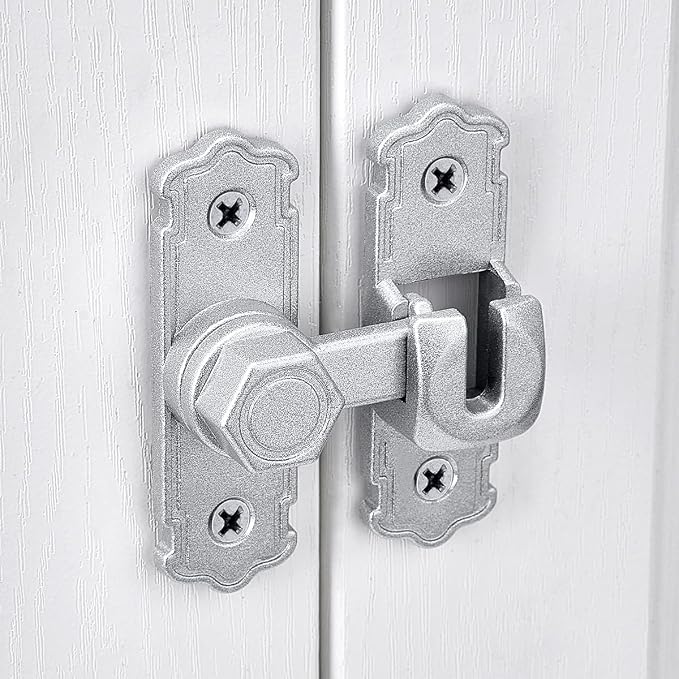 2 Packs Silvery Aluminum Alloy 90/180 Degree Gate Lock,Barn Door Latches | Flip Gate Latches,Right Angle Door Lock Latch,Sliding Door Latches,for bedroom,garage,window,pet enclosures,drawer,cabinet - Image 4