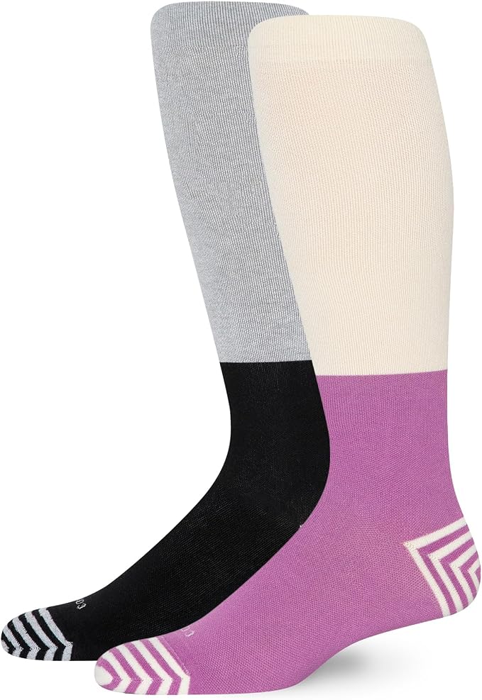 Premium Cotton Knee High Socks - 15-20mmHg Graduated Compression Socks - Soft & Breathable, Unisex by Comrad