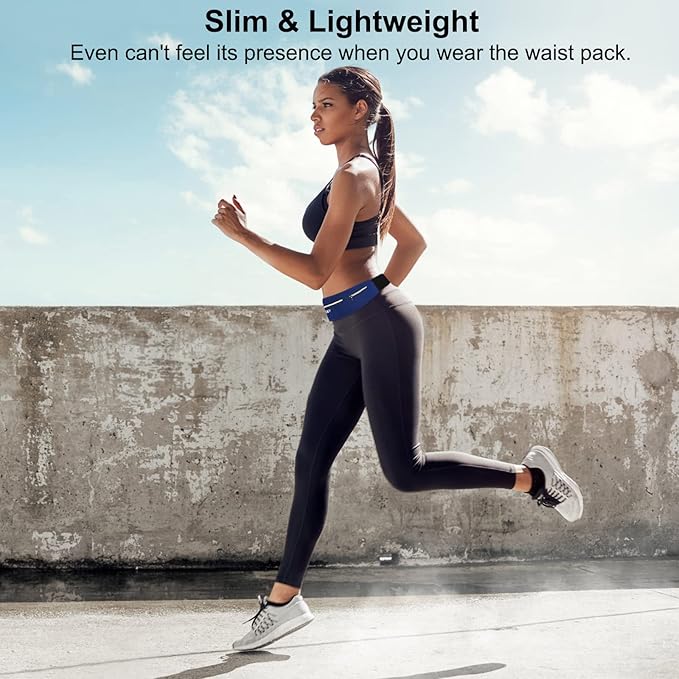 Guzack Slim Running Belt for Phone 6.8'', 3 Pouch Waist Pack | Lightweight, Breathable, Waterproof Zipper, Fits All Phones, Running Phone Holder for Jogging, Walking, Cycling, Workout - Image 6