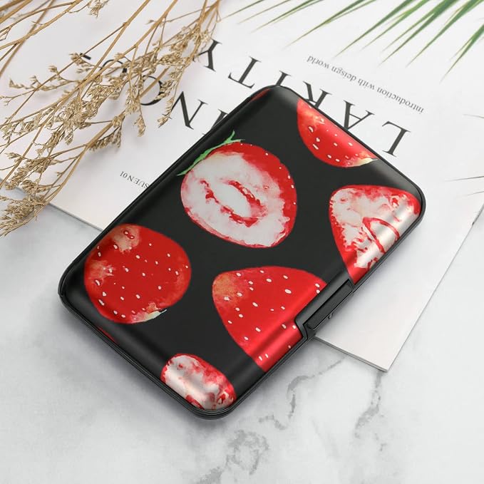 Mini RFID Aluminum Wallet Credit Cards Holder Business Card Case Metal ID Case for Men Women（Strawberry | Mini RFID Aluminum Wallet Credit Cards Holder Business Card Case Metal ID Case for Men Women - Image 7