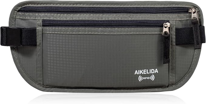 RFID Blocking Passport Holder - Money Belt & Travel Wallet, Travel Belt Bag Fanny Pack for Women Men by AIKELIDA