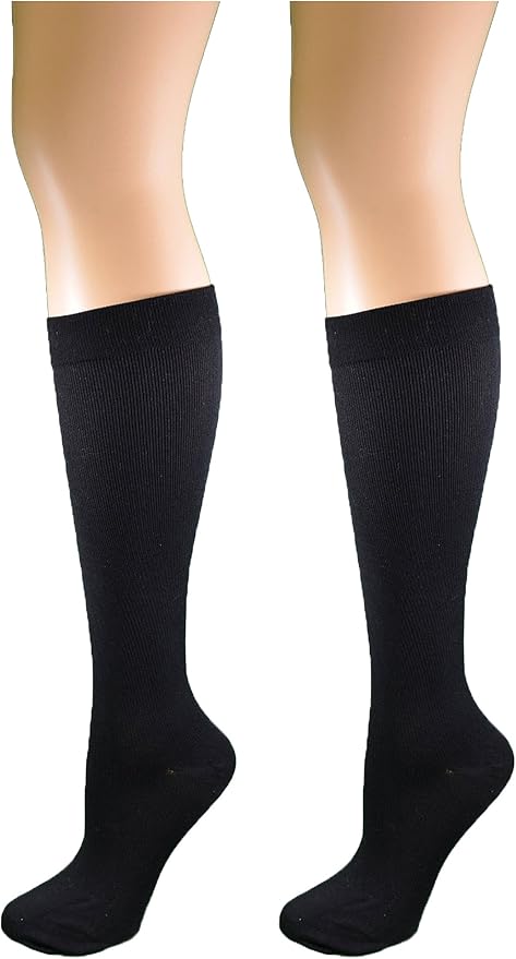 2 Pairs Dr. Motion Compression Knee-Hi Women's Socks Black Size 9-11 - Image 2