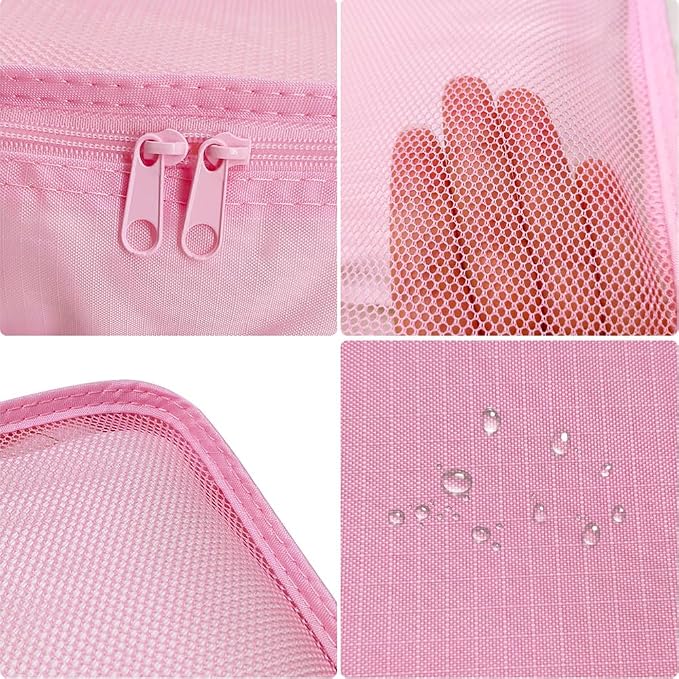 Packing cubes for Travel, CALACH Luggage Organizer Bags 6 Set Packing Cubes for Suitcases Travel Essentials for Carry on Mesh Suitcase Organizer with Shoe Bag (pink) - Image 3