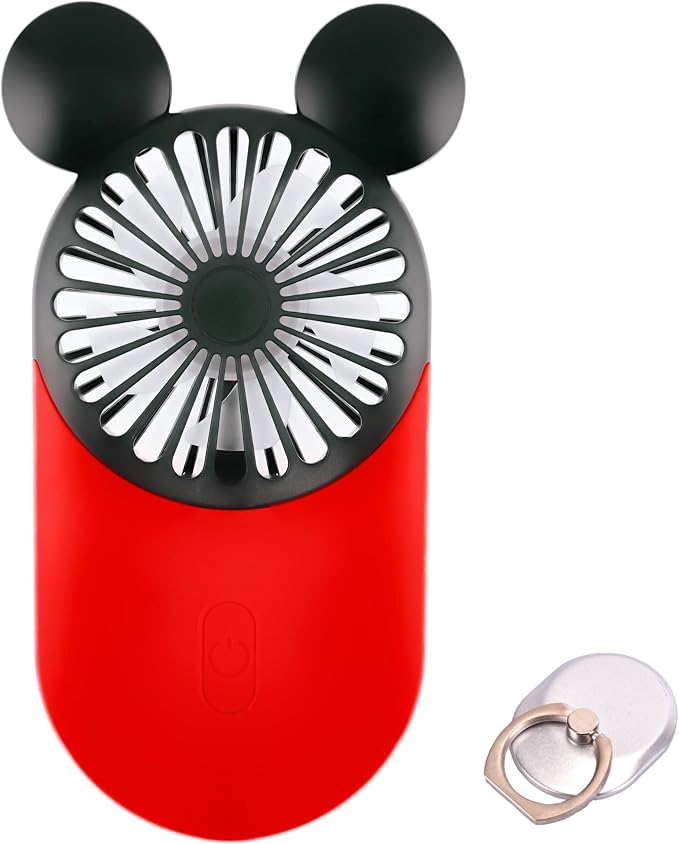 Cute Handheld Mini USB Fan, Rechargeable Portable Fan, 3 Adjustable Speeds and Wearable Accessories, Pocket Size for Indoor Or Outdoor Activities (Red) | 3-Speed Strong Airflow Rechargeable Lightweight USB Fan for Travel/Concerts/Cruise/Theme Parks/Spo... by DecoLife