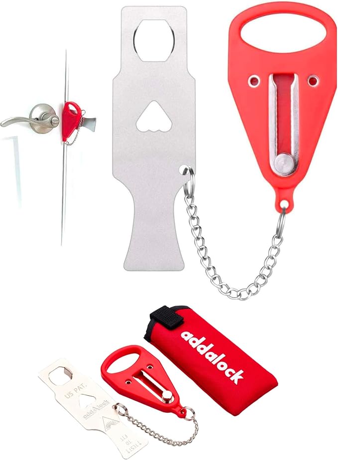 The Original Portable Door Lock for Travel & Home Security, Durable 1-Piece Door Latch Lock for Houses, Apartments, Hotels, Motels, Dorms & AirBnBs - Lock the Door & Stay at Home or Away by Addalock