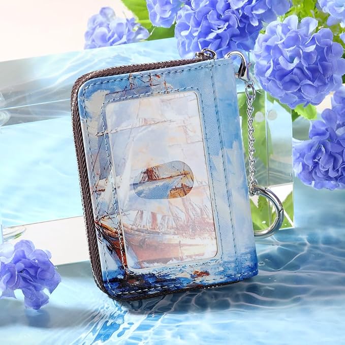 FurArt Zipper Wallet Women RFID Credit Card Holder keychain Wallet | ID Window RFID Blocking Compact Small business 15/16 slots - Image 4