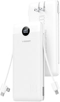 VEGER Portable Charger, 10000mAh Power Bank, Built in Wall Plug and Cables | Ultra Slim&Compact, Charge 5 Devices at Once, Flight-Safe, Travel Essentials Battery Pack for iPhone 17, iPad, Samsung, etc by VEGER
