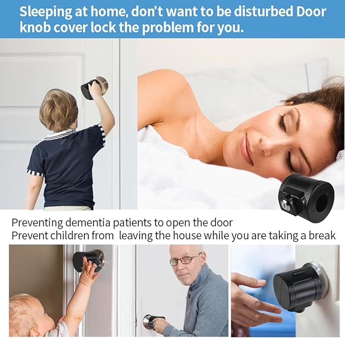 Child Proof Door Knob Cover Lock for Dementia Elderly Safety - Universal ABS Plastic Lock-Out Device for Bedroom, Bathroom, Gas Valve & Outdoor Faucets (Fits Most Circular Knobs)-2 Pack - Image 5