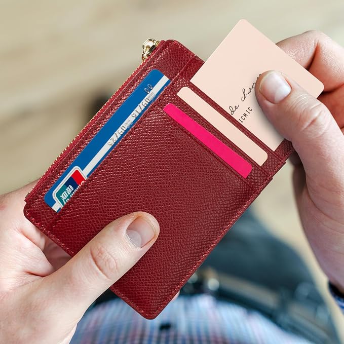 Valentoria Slim RFID Blocking Card Holder Small Pocket Wallet Keychian Zipper Coin Purse Mini Cash & Coin & Cards Case for Women Men | Slim - Image 4
