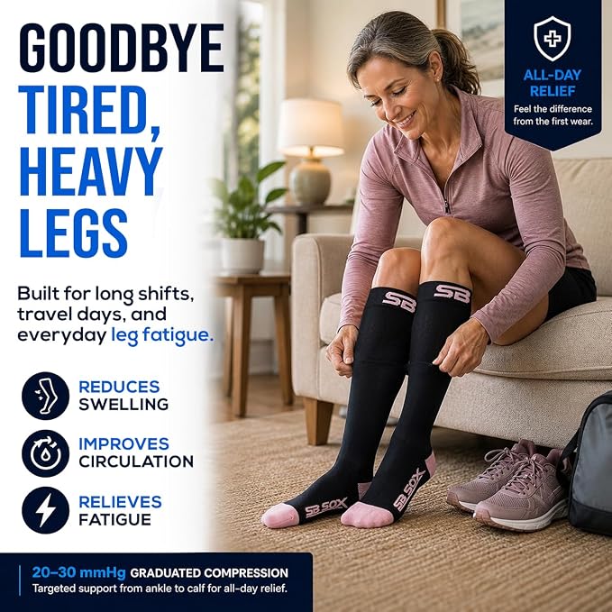 SB SOX Compression Socks for Men & Women (20-30mmHg) | Best Quality Compression Socks for Flying, Medical, Sports, Wide Calf Fit, Pregnancy, and Daily Wear. Trusted since 2016. - Image 2