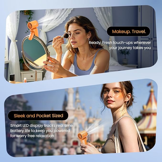 Portable Clip-On Mini Fan Handheld Turbo Fan 3000mA 14500 RPM | 5-speed adjustable high-speed personal fan,Pocket Size USB Cooling Fan for makeup,Travel, Lash Tech & Office - Image 7