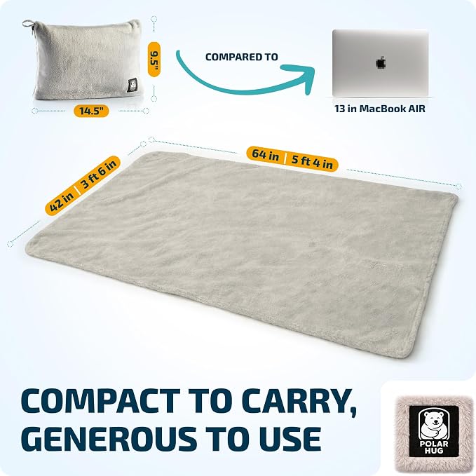 Travel Blanket and Pillow Set — Airplane Blanket with Inflatable Pillow and Cotton Pillowcase, Travel Blanket Combo with Back-Neck Snaps for Long Flights - Image 6