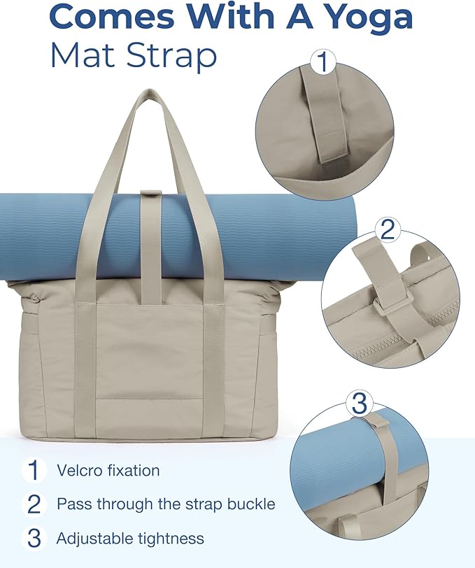 BAGSMART Tote Bag for Women, Lightweight Tote Bag with Yoga Mat Strap | Quilted Handbag for Daily, Work, Gym - Image 5