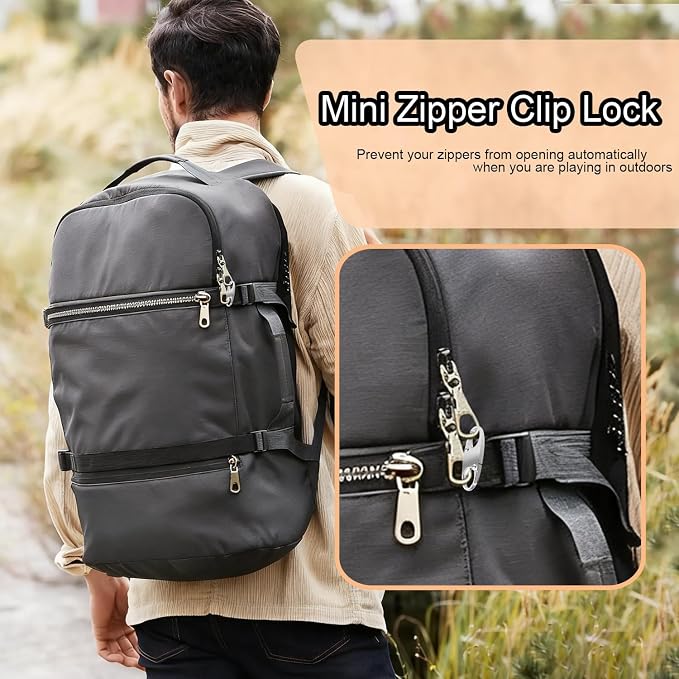 CooBigo 6pcs Anti Theft Zipper Lock Clips for Bag Pull Replacement, Black | Zinc Alloy Double Opening Small Carabiner Clips Anti Theft Zipper Clip for Keychain Charm, Luggage Bag Lock, Travel & Camping - Image 6