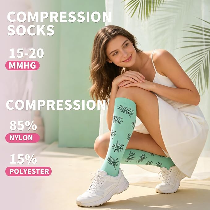 Sooverki Compression Socks for Women & Men 6 Pairs is Best Supportive Knee High Stockings for Circulation, Travel, Nurses - Image 3