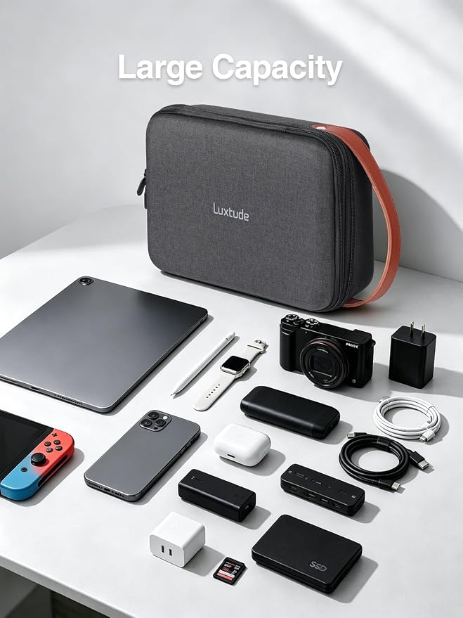 Large Electronics Organizer Travel Case for Chargers and Cords | Hard Case for Electronics, Travel Essentials for Chargers/Mouse/USB Drives/SD Cards, Tech Gifts (Case Only) - Image 5