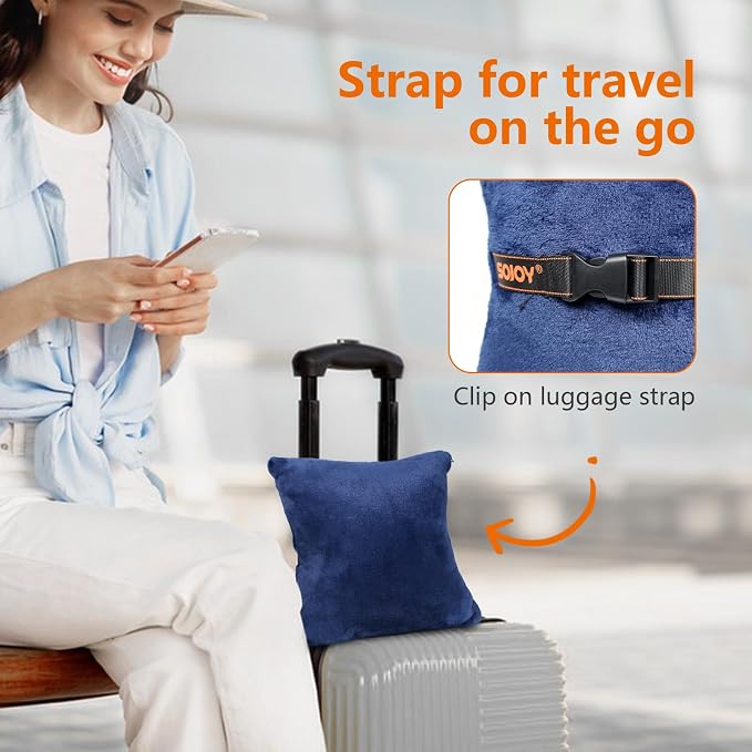 Travel Blanket & Pillow 3-in-1, 60"x43" Warm Flannel Wearable Blanket, Compact Packable Flight Blanket for Business Travel, Wheelchair & Road Trip - Image 4
