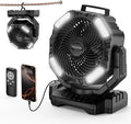 Socool 40000mAh Camping Fan Rechargeable, Battery Operated Portable Outdoor Fan Remote, 136Hrs & 4-Speed Cordless Oscillating, Table Fan with Light & Timer for Tent RV Jobsite Hurricane Power Outage by Socoolfancoolinhand