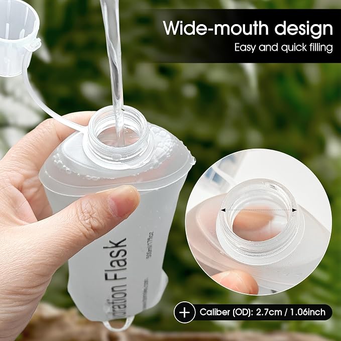 GUYI GYGYL Soft Flask, Collapsible Water Bottle for Sports, 500ml White | TPU Collapsible Water Bottle for Hydration Pack, Running Vest, Leak-Proof Folding Bottle for Hiking Cycling Climbing Jogging - Image 5