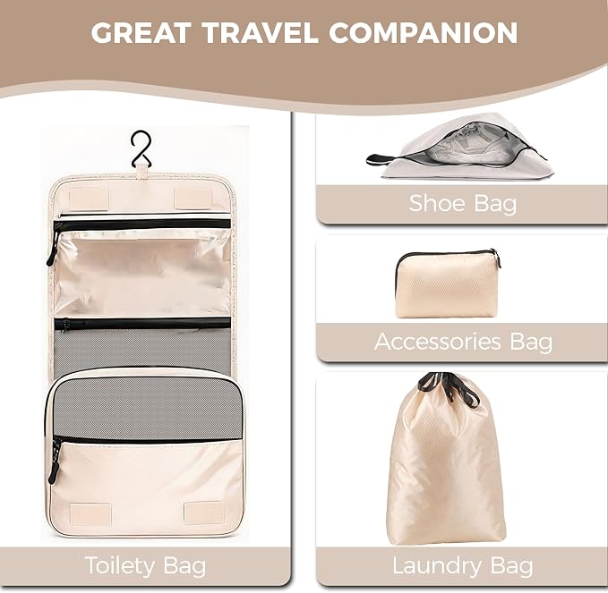 8-Piece Compression Packing Cubes for Travel, Luggage Organizer Sets | Ultralight Aesthetic Packing Cubes with Space Save & Double Zipper for Carry-On & Suitcase, Travel Essentials- Beige - Image 7