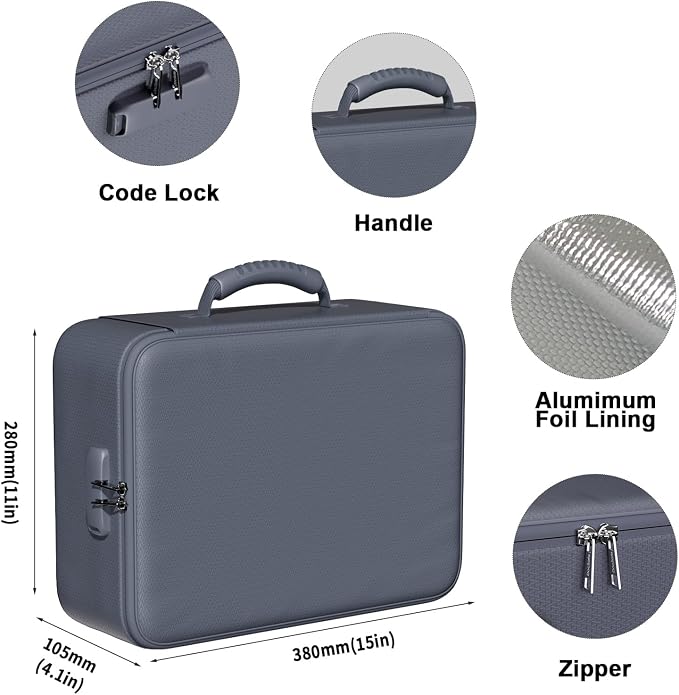 DocSafe 5200°F Fireproof Document Organizer Box with Lock, Gray (Soft) | Heat Insulated 8 Layers File Protection Bag,Water-Resistant Zipper,Portable Home Office Travel Safe Storage for Files,Laptop - Image 6
