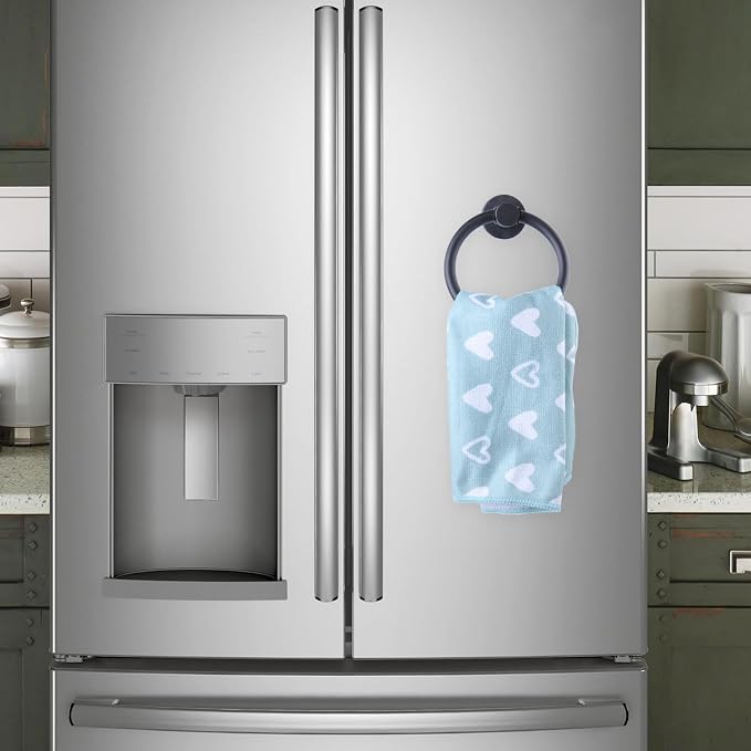 Magnetic Towel Holder for Refrigerator Kitchen Towel Ring Hook | Magnetic Towel Ring Holds Hand Towels Securely On Compatible Metal Surfaces With Adjustable Design For Kitchen Appliances. - Image 2