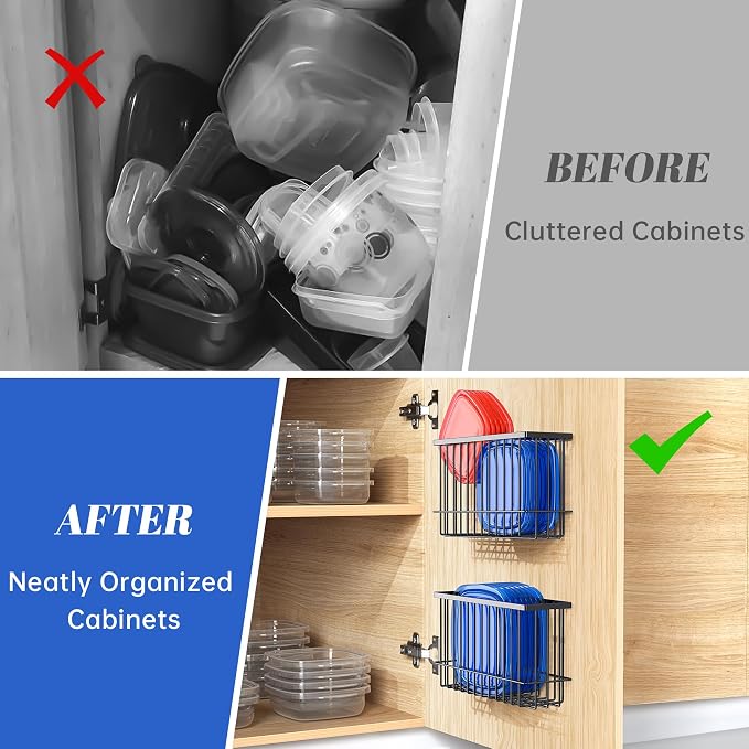 NiHome Cabinet Door Lid Organizer 2-Pack, Cabinet Organizers and Storage, Compact Design for Space Optimization-Over the Cabinet Door Organizer for Diverse Storage Solution - Image 8