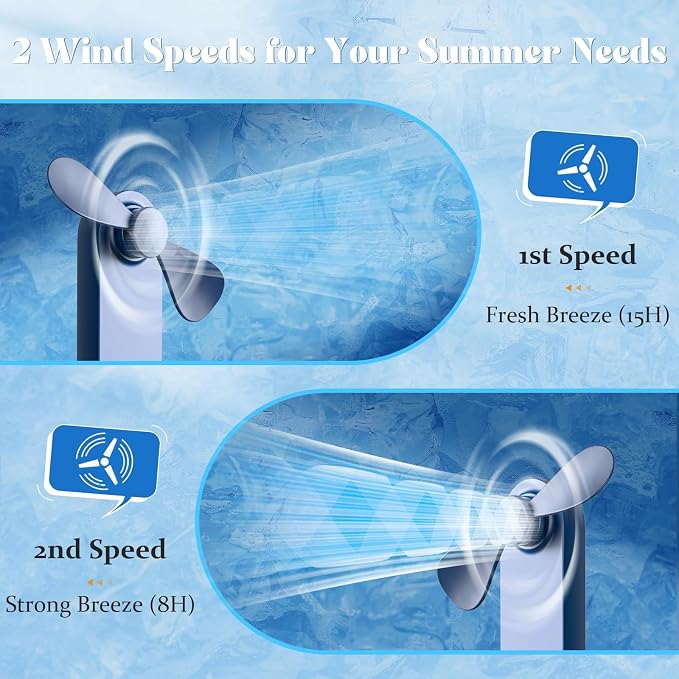 Lerat Portable Handheld Fan, 2 IN 1 Mini Hand Fan, Battery Operated [8-15 Working Hours], USB Rechargeable Personal Foldable Fan for Indoor, Small Pocket Fans Travel Essentials for Outdoor (Blue) - Image 4